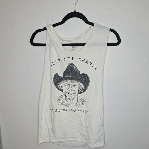 Midnight Rider Tops - Midnight Rider Cream Graphic Tank Sz Small BILLY JOE SHAVER